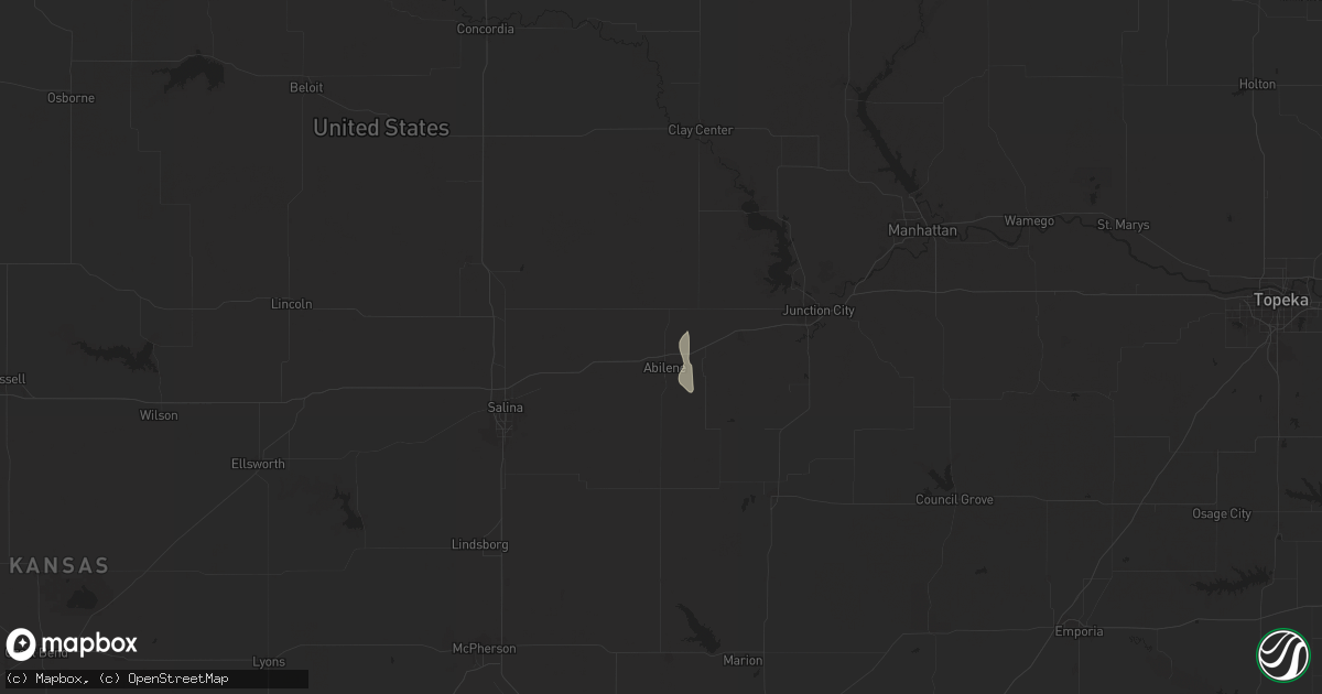 Hail map in Abilene, KS on September 1, 2025