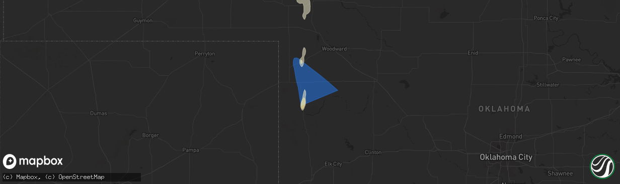 Hail map in Arnett, OK on September 1, 2025