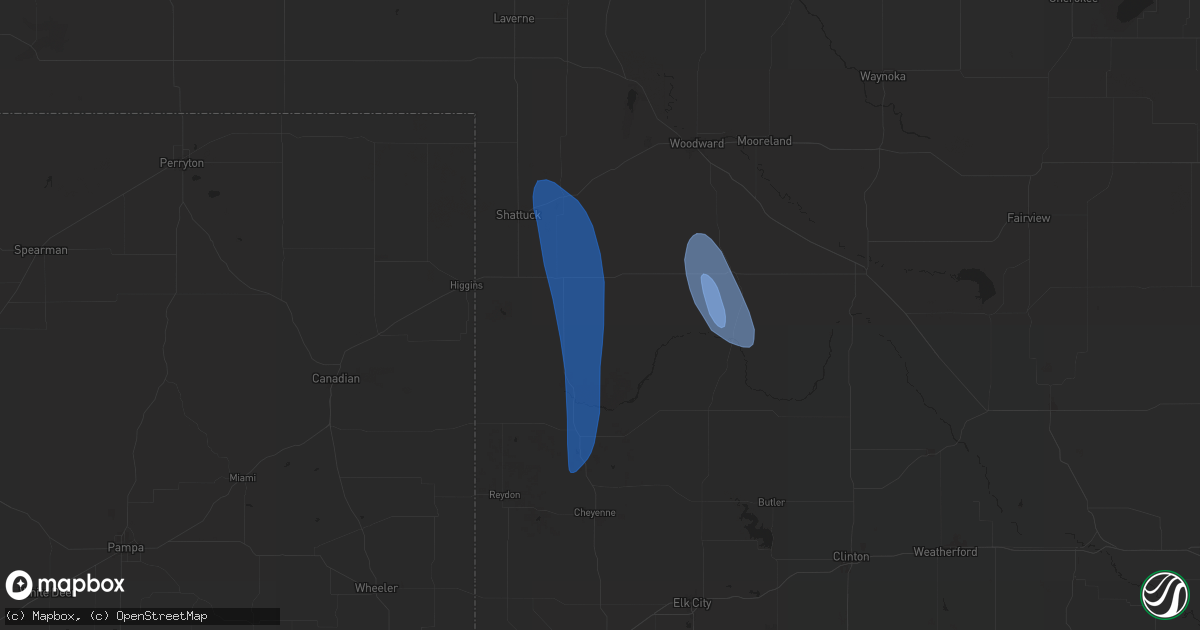 Hail map in Arnett, OK on September 1, 2025