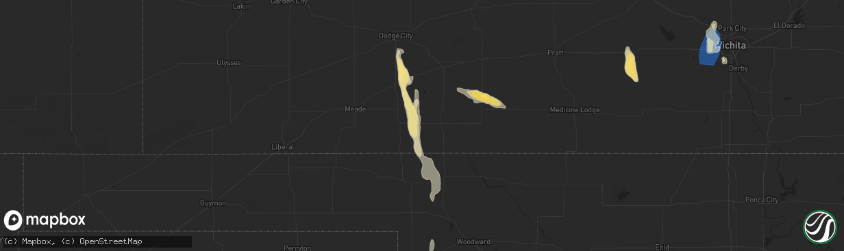 Hail map in Ashland, KS on September 1, 2025