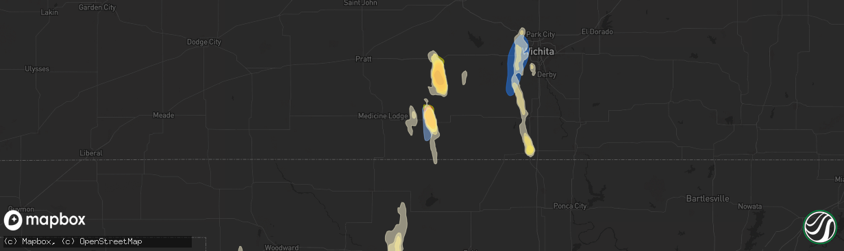 Hail map in Attica, KS on September 1, 2025