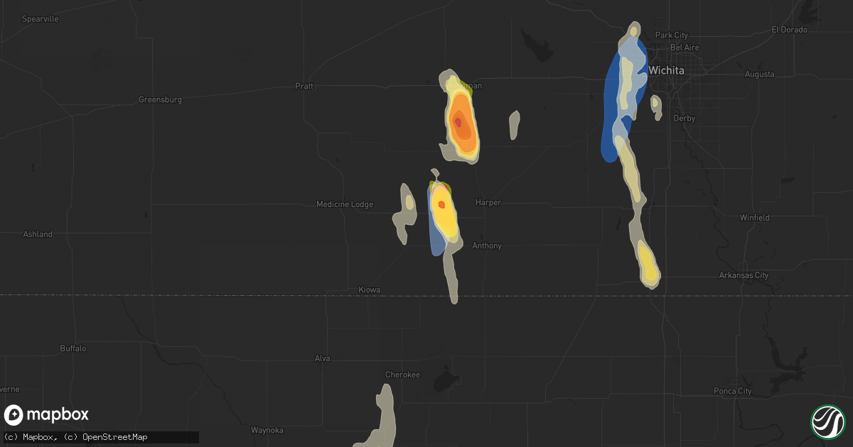 Hail map in Attica, KS on September 1, 2025