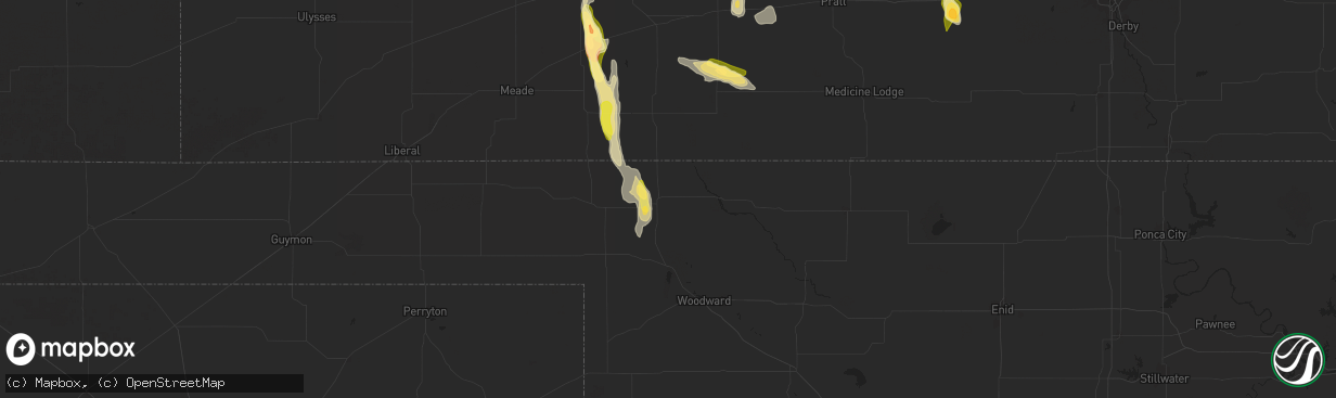 Hail map in Buffalo, OK on September 1, 2025