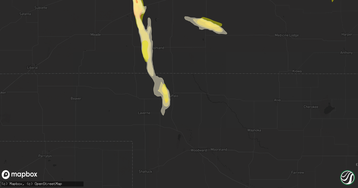 Hail map in Buffalo, OK on September 1, 2025