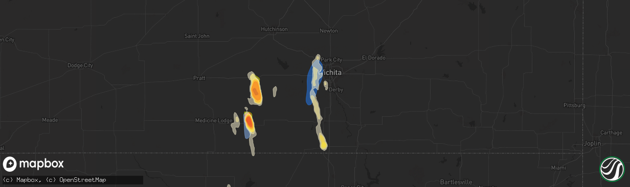 Hail map in Clearwater, KS on September 1, 2025