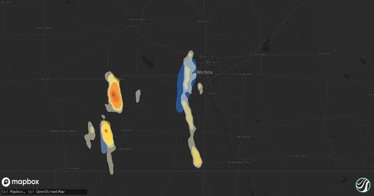 Hail map in Clearwater, KS on September 1, 2025