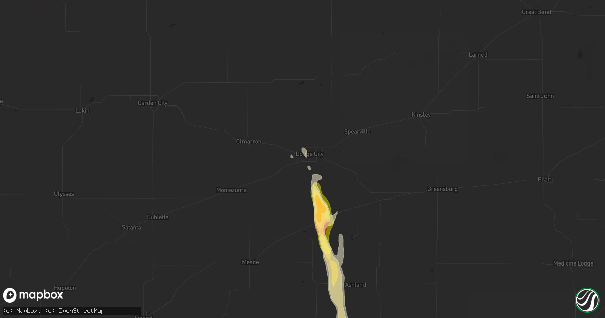 Hail map in Dodge City, KS on September 1, 2025