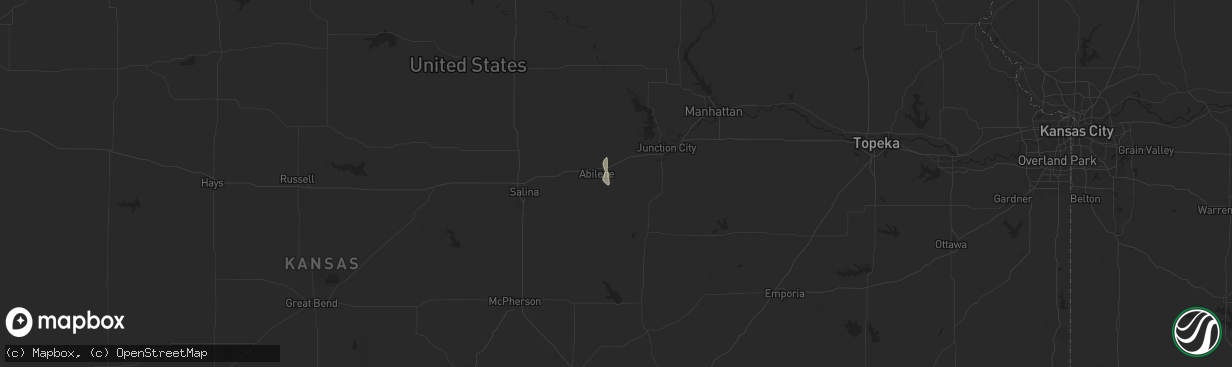 Hail map in Enterprise, KS on September 1, 2025