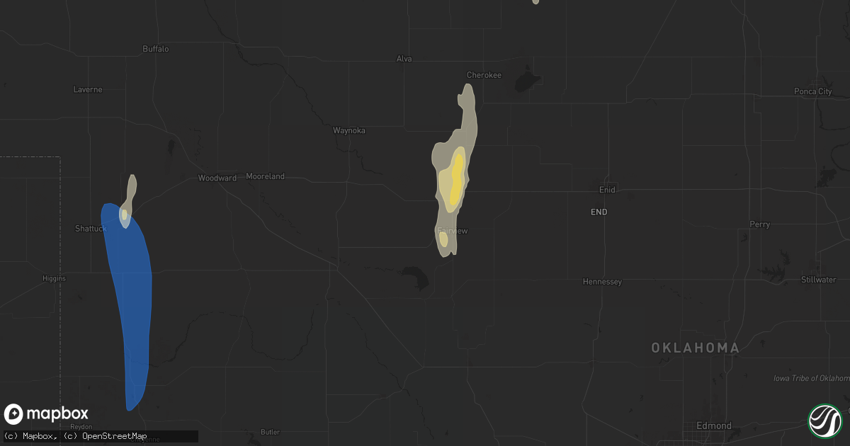 Hail map in Fairview, OK on September 1, 2025