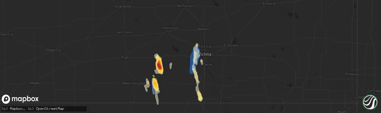 Hail map in Goddard, KS on September 1, 2025