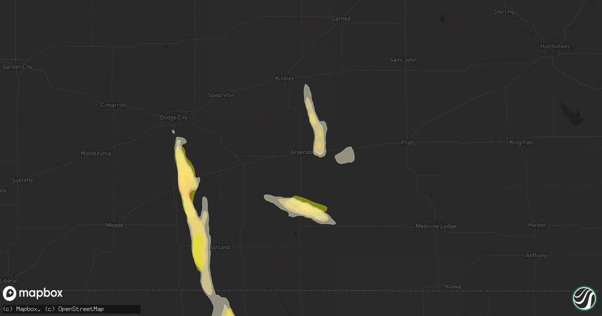 Hail map in Greensburg, KS on September 1, 2025