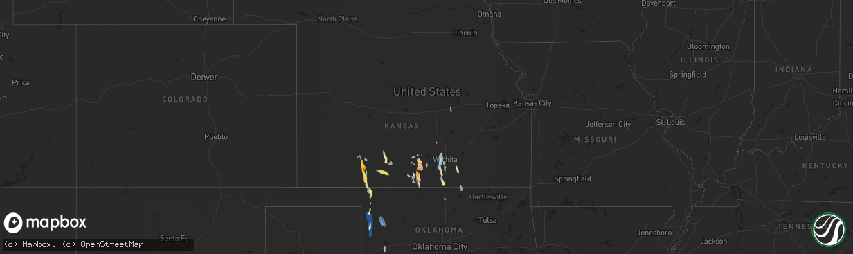 Hail map in Kansas on September 1, 2025