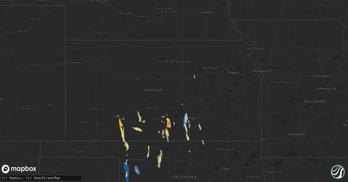 Hail map in Kansas on September 1, 2025