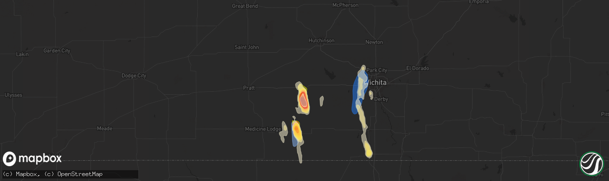 Hail map in Kingman, KS on September 1, 2025