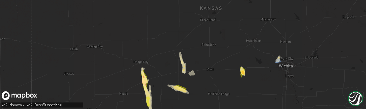 Hail map in Lewis, KS on September 1, 2025