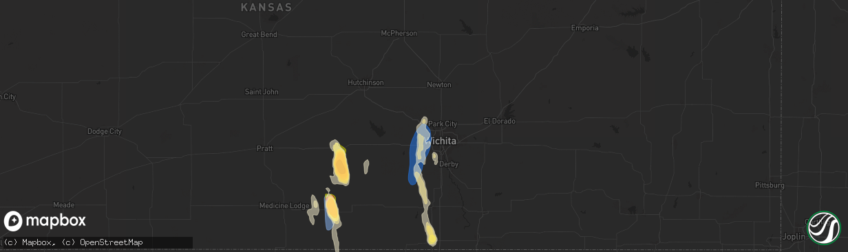 Hail map in Maize, KS on September 1, 2025