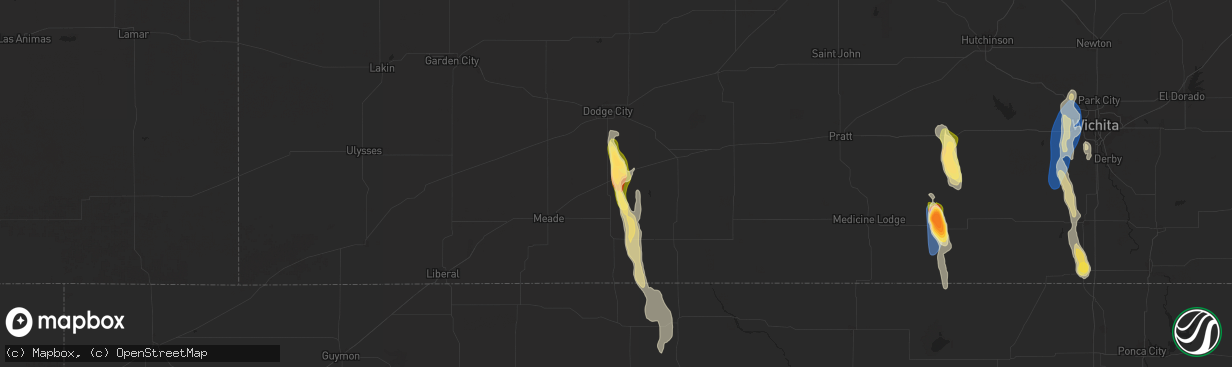 Hail map in Minneola, KS on September 1, 2025