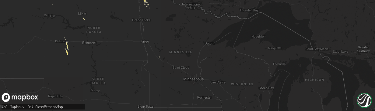Hail map in Minnesota on September 1, 2025