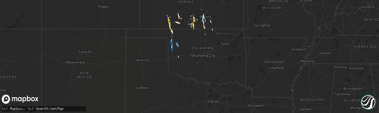 Hail map in Oklahoma on September 1, 2025