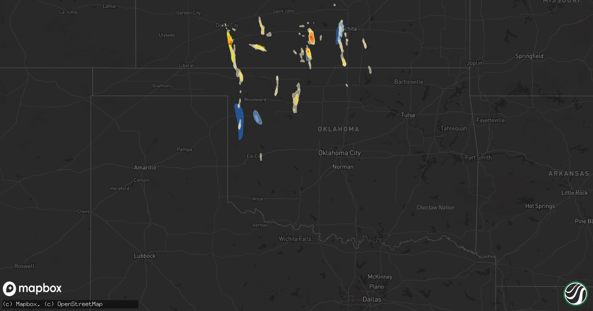 Hail map in Oklahoma on September 1, 2025