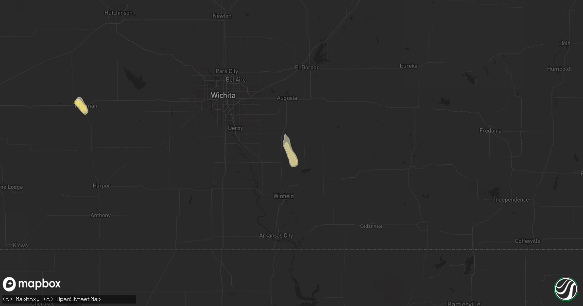 Hail map in Rock, KS on September 1, 2025