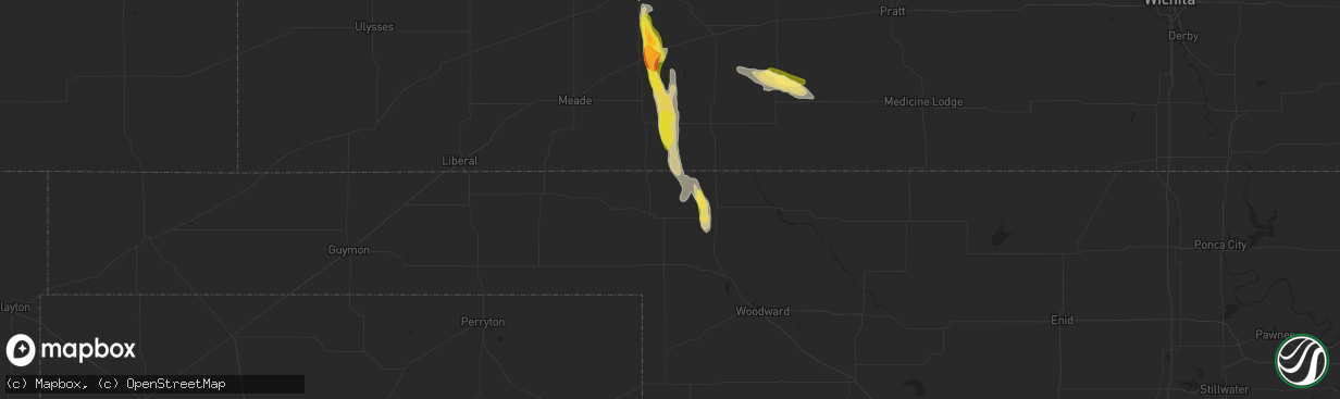 Hail map in Rosston, OK on September 1, 2025