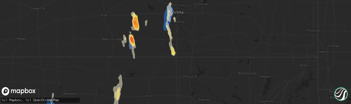 Hail map in South Haven, KS on September 1, 2025