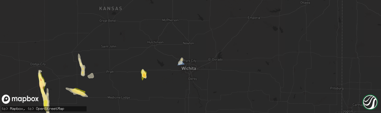 Hail map in Valley Center, KS on September 1, 2025