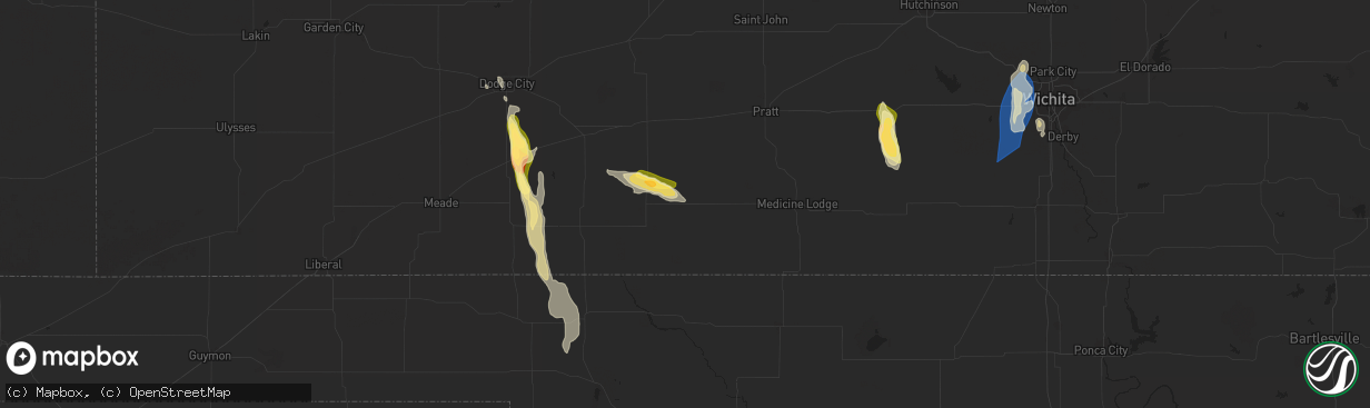 Hail map in Wilmore, KS on September 1, 2025