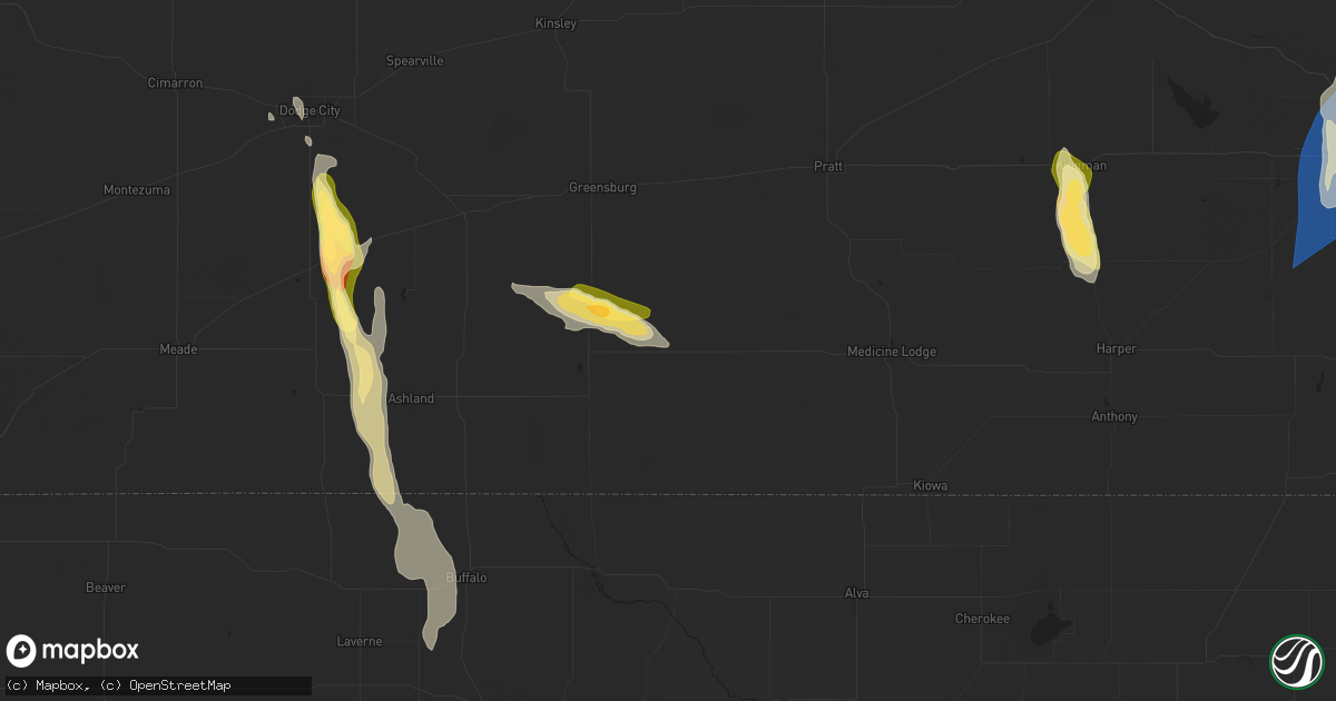 Hail map in Wilmore, KS on September 1, 2025