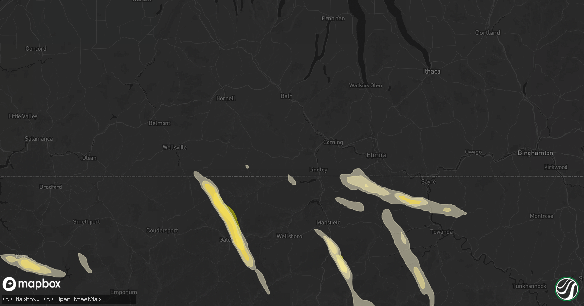 Hail map in Addison, NY on September 1, 2026