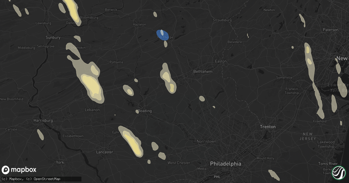 Hail map in Alburtis, PA on September 1, 2026