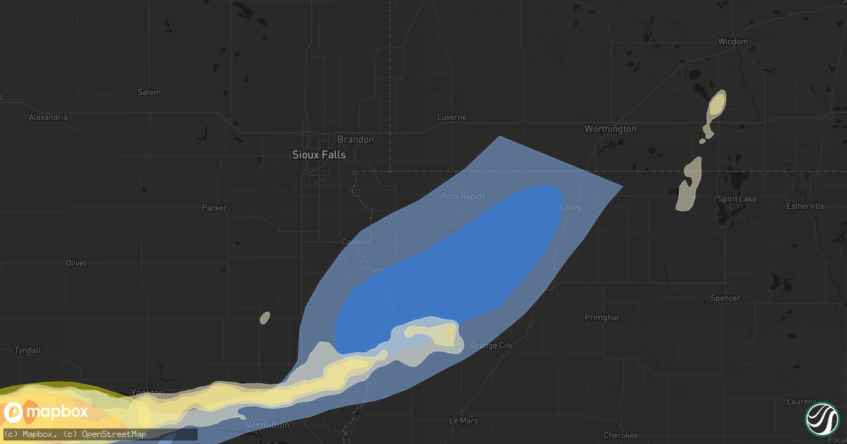 Hail map in Alvord, IA on September 1, 2026