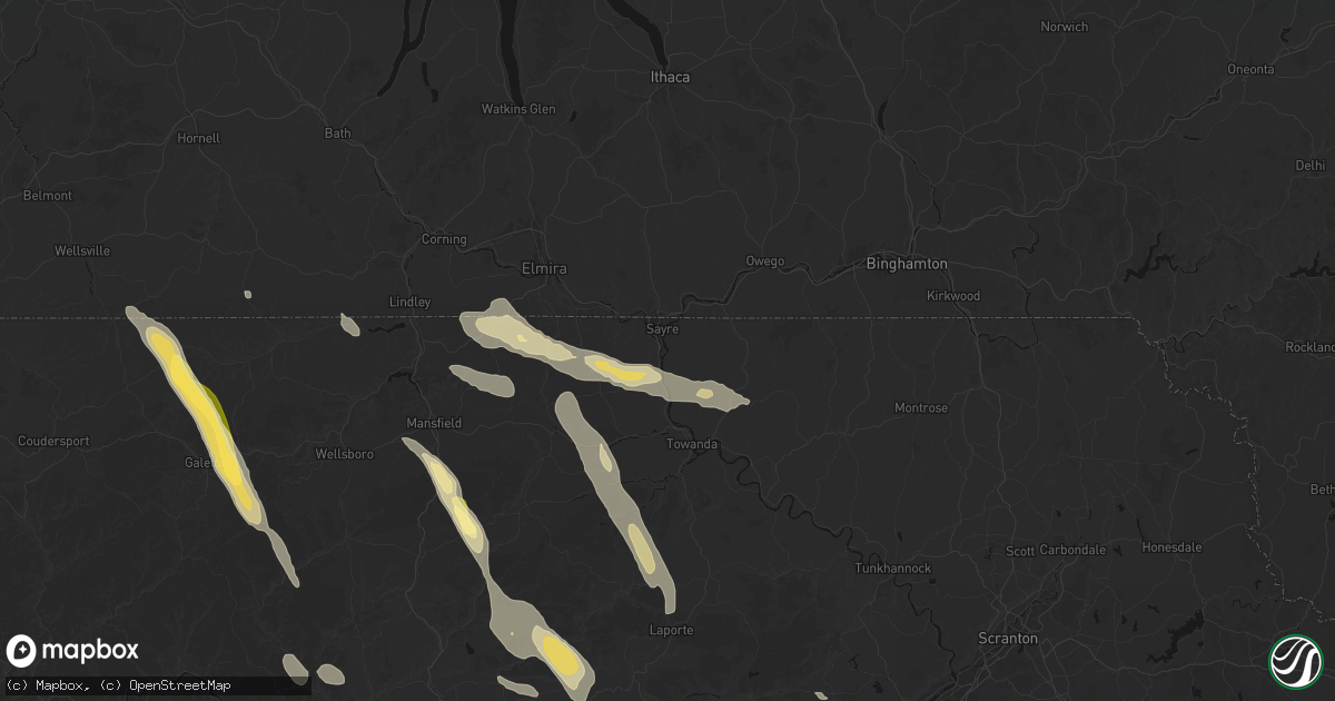 Hail map in Athens, PA on September 1, 2026