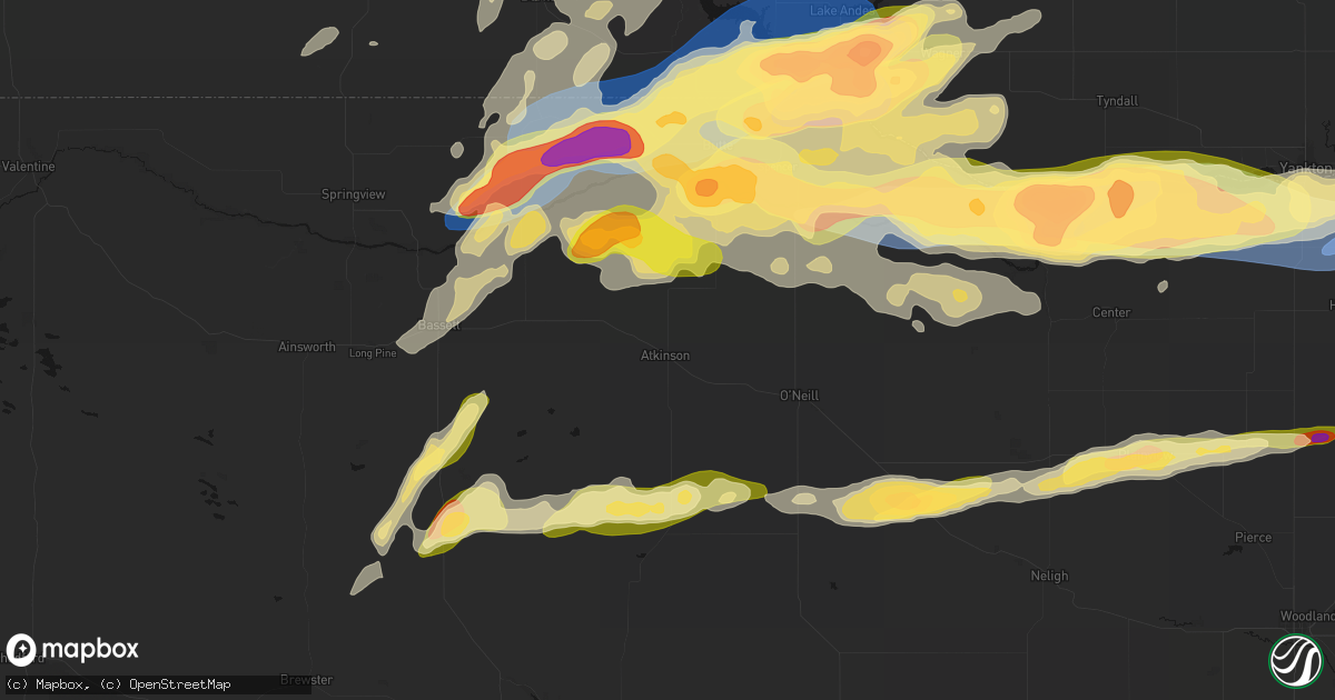 Hail map in Atkinson, NE on September 1, 2026