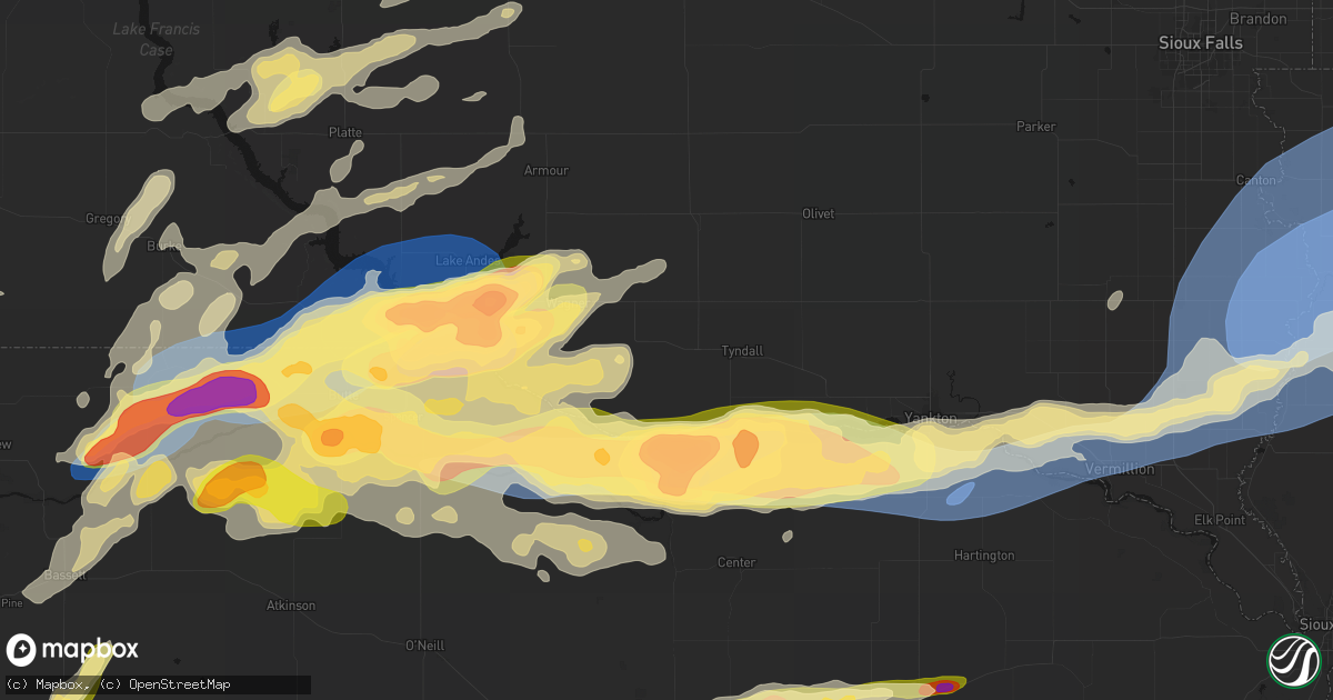 Hail map in Avon, SD on September 1, 2026