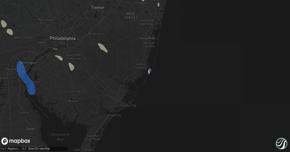 Hail map in Beach Haven, NJ on September 1, 2026