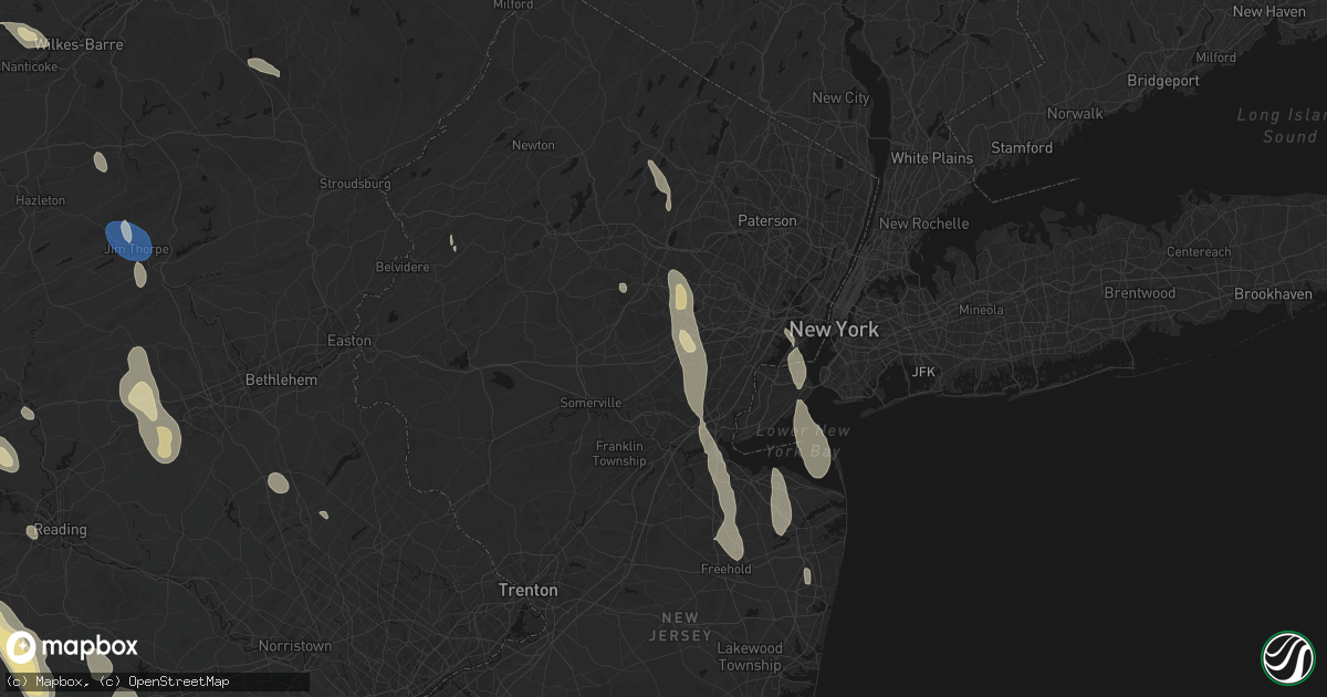 Hail map in Berkeley Heights, NJ on September 1, 2026