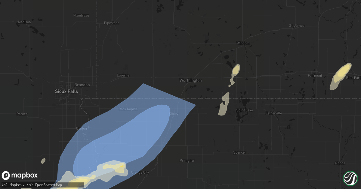 Hail map in Bigelow, MN on September 1, 2026