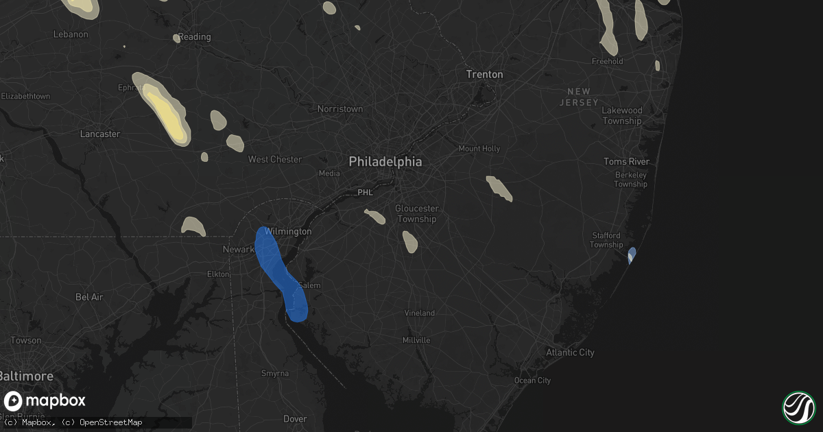 Hail map in Blackwood, NJ on September 1, 2026