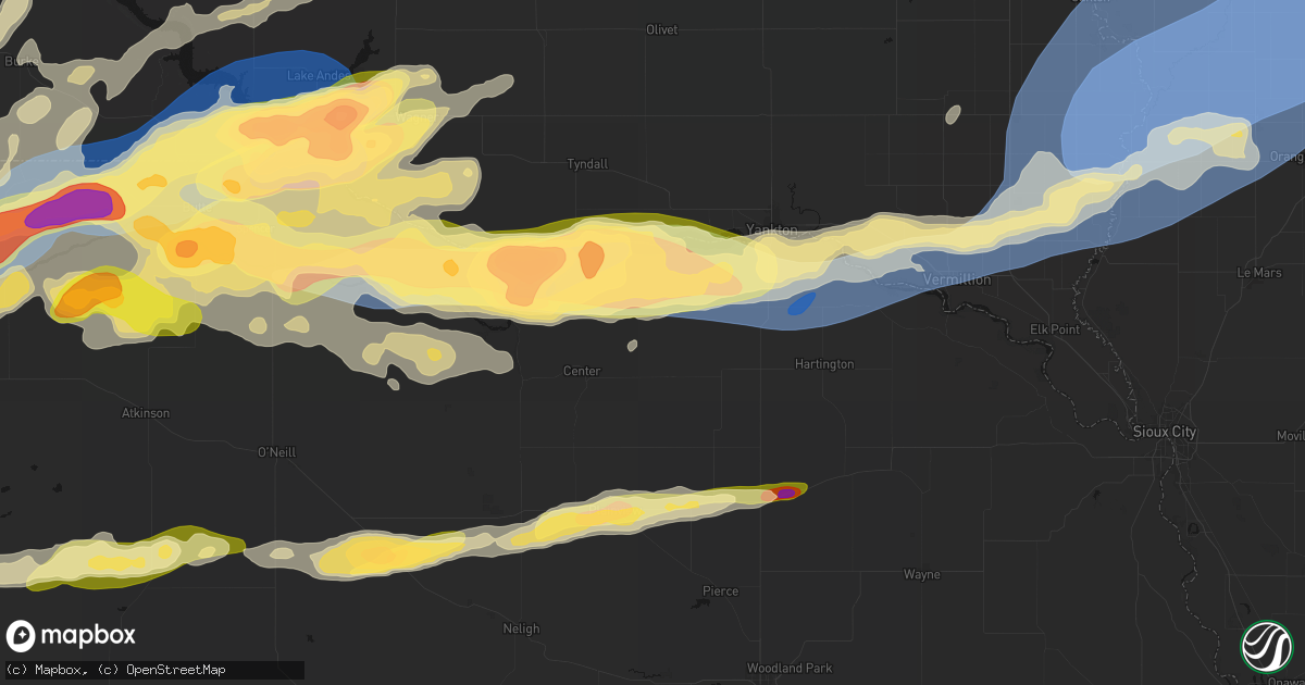 Hail map in Bloomfield, NE on September 1, 2026