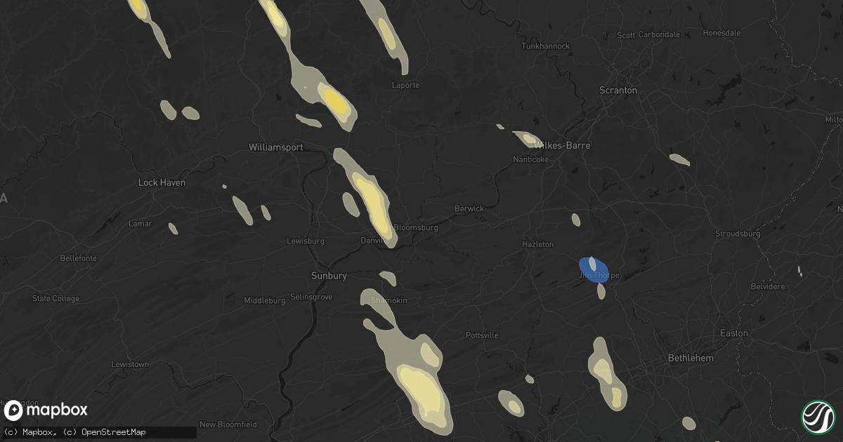 Hail map in Bloomsburg, PA on September 1, 2026