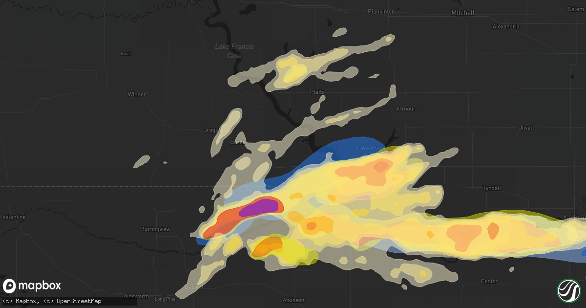 Hail map in Bonesteel, SD on September 1, 2026