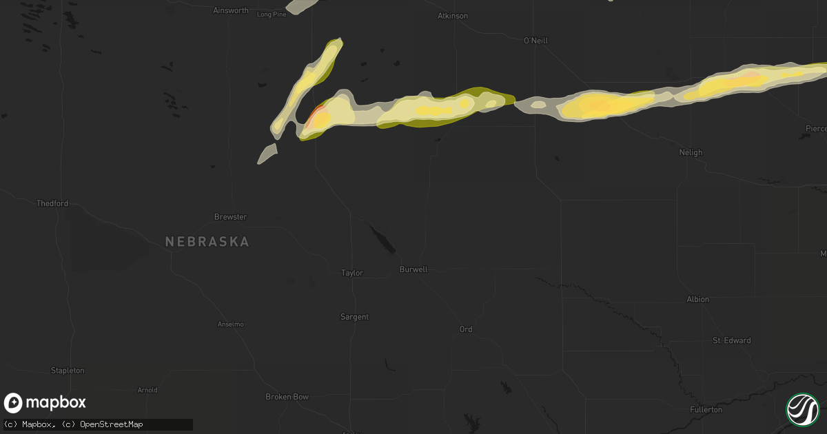 Hail map in Burwell, NE on September 1, 2026