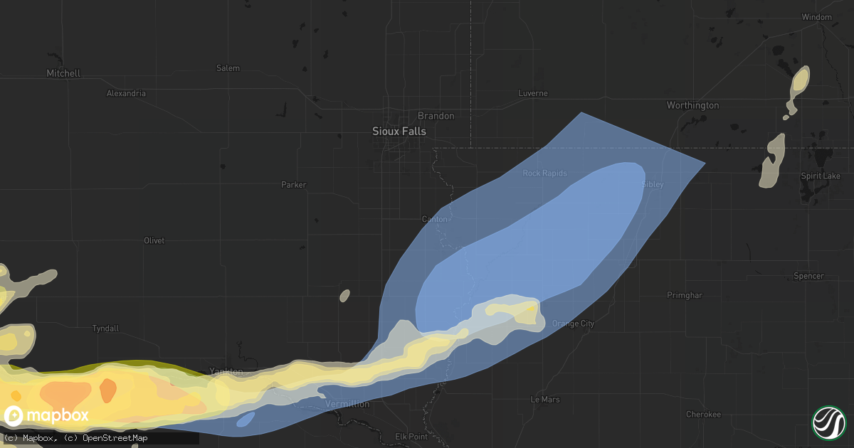 Hail map in Canton, SD on September 1, 2026