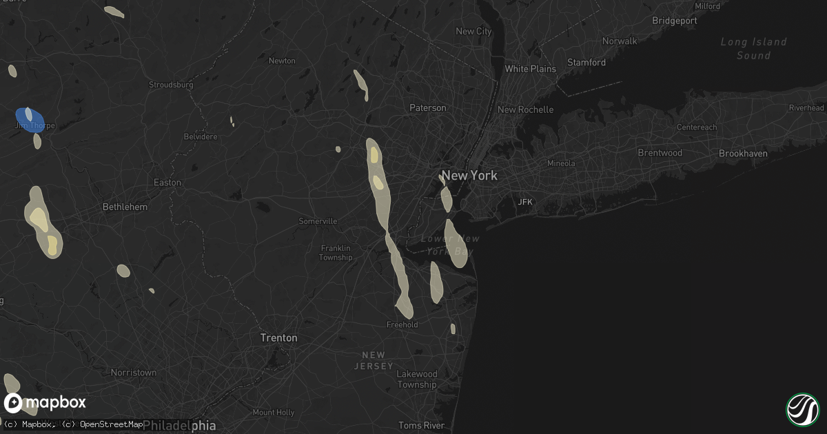 Hail map in Carteret, NJ on September 1, 2026