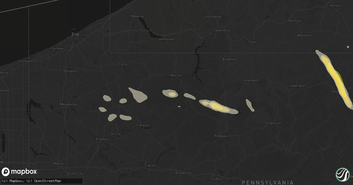 Hail map in Clarendon, PA on September 1, 2026