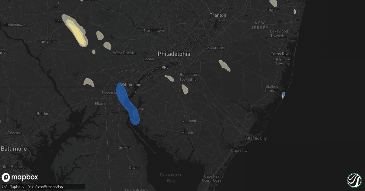 Hail map in Clayton, NJ on September 1, 2026