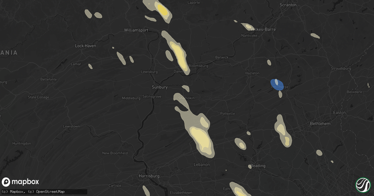 Hail map in Coal Township, PA on September 1, 2026