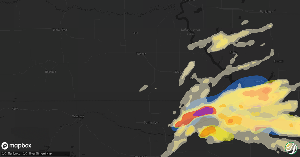 Hail map in Colome, SD on September 1, 2026